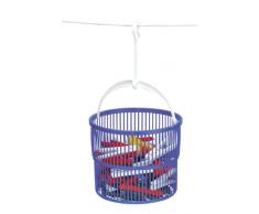 WENKO Cesto portamollette - con 30 mollette, Polipropilene, 19 x 9 x 19 cm, Blu