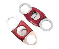 amropi Ghigliottina Taglia Sigari Mogano Legno Acciaio Inossidabile Forbici Sigarette in Custodia Regalo (Arco e Tondo)