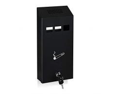 Relaxdays Posacenere da Muro per Esterno, Ceneriera con Chiave & Materiale Montaggio, Resistente, 20 x 16 x 8,5 cm, nero