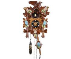 Eble Orologio a cucù in vero legno, movimento al quarzo alimentato a batteria, dipinto, 22 cm