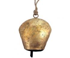 Boltze Campanaccio Mucca, campanaccio Capra, in Metallo, Effetto Oro Antico, con corda mamuthones, (20 x 17 cm)
