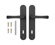 ADGO Maniglia per Porta Set di Maniglie per Porta con Serratura 90 mm Pan di Spagna, Maniglia in Alluminio, Rosetta in Acciaio Zincato a Polvere, Sinistra e Destra, Set di Viti di Montaggio, Nero