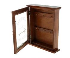 GARNECK Porta Chiavi a Muro in Legno Organizer da Parete per Ingresso Mudroom Corridoio Porta Ufficio Portachiavi Decorazioni Marrone
