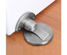 Fermaporta magnetico, fermaporta magnetico invisibile, nichel satinato spazzolato, fermaporta magnetico in metallo da pavimento con adesivo 3M, fermaporta in acciaio inossidabile Heavy Duty argento