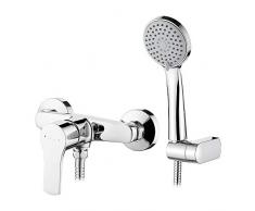 Ibergrif M12057 Miscelatore doccia con soffione, sistema doccia a parete con supporto regolabile e flessibile 150 cm