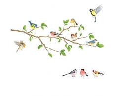 DECOWALL DA-1804 Oiseaux de Jardin sur la Branche Darbre Animaux Autocollants Muraux Mural Stickers Chambre Enfants Garderie Salon wall adhsif maison dcalcomanies