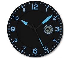 FISHTEC Orologio da Parete Design Moderno - Pendolo murale con Temperatura Digitale - Adatto per Cucina, Ufficio, Salotto, Camera - 25 CM - Nero e Blu