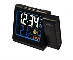 La Crosse Technology WT551-BLA - Radiosveglia, con proiezione color rosso, display LCD a colori, temperatura interna ed esterna, nero