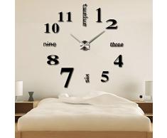 Moderno Stile semplice FAI DA TE Grande 3D Autoadesivo della parete Orologio per Casa Ufficio Decorazione Nero Lettera e Numero Stile