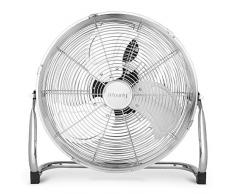 h.koenig JOE32 Ventilatore Da Terra,Silenzioso,Design in Metallo Cromato,45 cm,Resistente,3 Velocità,Testa Inclinabile,100W