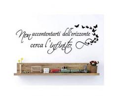 guangmu Adesivi Murali Frasi Nero Italiano Frasi Farfalle Adesivo da Parete per Casa Cucina Camera da Letto Soggiorno Ufficio Decorazione Murale