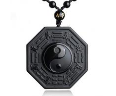 Specchio Feng Shui Feng Shui Bagua Mirror Black Obsidian Yin Yang Collana Collana Pendente Gioielli da Uomo Cinese Gioielli da Donna Cinese Bagua Specchio