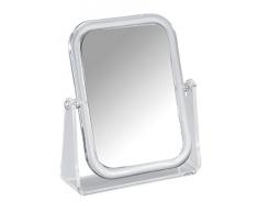 Wenko 3656330100 Specchio Cosmetico da Appoggio Noci Quadrato, Pieghevole, Acrilico, 18 x 21 x 5,5 cm, Trasparente