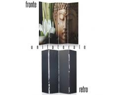 Feeby Paravento Buddha Cultura Fiore 4 Parti 145x150 cm Unilaterale Pieghevole Separatore Decorazioni Parete Divisoria Parete Spagnola Soggiorno Ufficio Camera Da Letto Home Office Marrone Zen