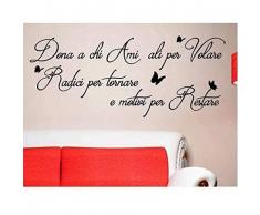 guangmu Adesivi Murali Frasi Nero Italiano Frasi Farfalle Adesivo da Parete per Casa Cucina Camera da Letto Soggiorno Ufficio Decorazione Murale