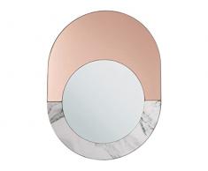 Beliani Moderno Specchio da Parete Ovale Decorativo 65 x 50 cm Effetto Marmo Rety