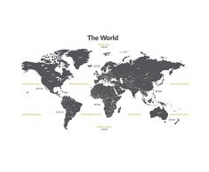 DECOWALL DL-1509G Mappa del Mondo Moderno Grigio (Grande) (Ver. Inglese) Adesivi da Parete Decorazioni Stickers Murali Soggiorno Asilo Nido Camera Letto per Bambini decalcomanie