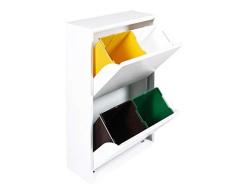 Dmora Pattumiera portarifiuti salvaspazio per differenziata 4 secchi Ferro, 60 x 92 x 25 cm