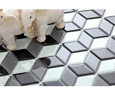 Vetro mosaico piastrelle opaca in bianco e nero con 3D ottica MT0083