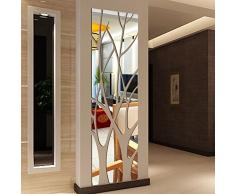 Arelead Adesivi da Parete 3D A Specchio Albero Wall Stickers Acrilico Camera da Letto Soggiorno Moderno Removibili Staccabile Pannelli Auto-Adesivo DIY Adesivi Murali Decorazione Murale (Argento)