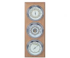 RELOJESDECO Stazione meteo nautica, barometro e stazione meteo in legno nautico 40 cm, stazione meteo interna esterna 3 orologi, barometro, igrometro, termometro.