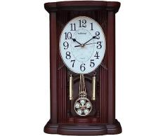 BPILOT Orologio da tavolo retrò a pendolo, orologio da parete a batteria al quarzo con pendolo e suoneria Westminster,B