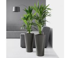 Vaso in Resina per Piante Lechuza Delta 40 Set Completo - Antracite Metallico