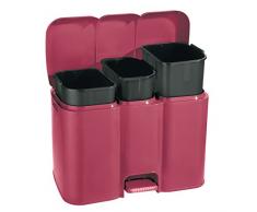Pattumiera A Pedale 3 Scomparti Per La Raccolta Differenziata Modello Patty Colore Rosso.