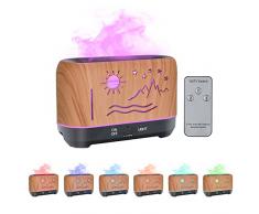Cuteefun Diffusore di Oli Essenziali, Vaporizzatore Oli Essenziali da 250ml, Luci di Fiamma a 7 Colori, Diffusore di Aromi, Umidificatore Ambiente con Timer per Camera da Letto, Ufficio, Yoga, SPA
