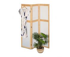 Relaxdays Paravento a 3 Pannelli, 168 x 135,5 cm, Divisore bambù e Plastica, Separé Ambienti Interni, Naturale Bianco, 80% 20%