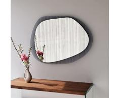 Gozos Marzagon Asimmetrico Specchio industriale moderno nero | Specchio parete con retro in vetro nero e accessori di montaggio inclusi | Specchiera bagno ideale come oggetto decorativo | 55x75