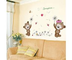 ufengke® Cartone Animato Orsi Dente di Leone Adesivi Murali, Camera dei Bambini Vivai Adesivi da Parete Removibili Stickers Murali Decorazione Murale