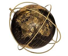 Mappamondo Vintage Nero e Oro - Mappamondo Design da Scrivania - Struttura Girevole Metallo Diametro 25cm - Arredo Didattico Geografico e Regalo di Classe