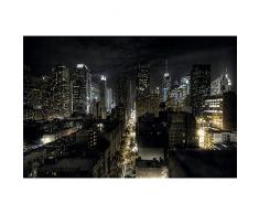 New York FOTOMURALE - Manhattan di notte quadro - HDR HD New York decorazione da parete/tappezzeria da parete by GREAT ART (210 x 140 cm