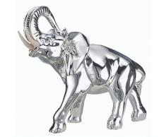 Elefante Grande con ZANNE in Resina Argento Statua Misura 26.5X14X24 cm Idea Regalo, soprammobili - Scatola Regalo Inclusa - Made in Italy