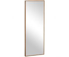 homcom Specchio da parete e da appoggio in Legno di Pino con Ganci inclusi, 45x125cm, Legno naturale