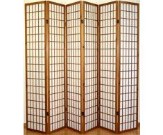 PEGANE Paravento Giapponese Shoji in Legno Marrone Scuro di 6 Pannelli