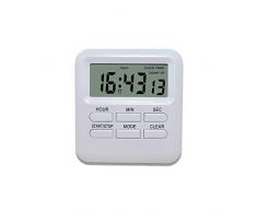 DOBAOJIA Timer Sveglia Orologio Digitale 3 in 1, Timer da Cucina Multifunzionale con Retro Magnetico, Cronometro Manager del Tempo Funzionamento Facile, Conto su/Giù Vibrazione/Beep (Bianco)