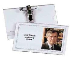 Targhetta portanomi con spilla e clip 90x55mm conf.50