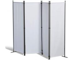 Grasekamp Qualität seit 1972 - Paravento 4 parti, Poliestere, Bianco, 215 x 170 cm