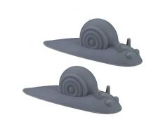 Relaxdays, Grigio Fermaporta a Forma di Lumaca, Set da 2 Pezzi, Blocca Gomma, Protezione Porta e Muro, 4,5 x 14 x 4 cm