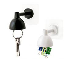 Portachiavi Magnetico Potente, Portachiavi magnetico Supporto da parete con magnete autoadesivo Lampada da tavolo Portachiavi per porta a muro 2 pezzi (bianco e nero)