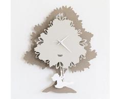 Arti & Mestieri Albero - Orologio da Parete con Pendolo di Design 100% Made in Italy - in Ferro, 33 x 5 x 40 cm - Beige e Nocciola