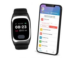 SeniorDomo Protect - Orologio salvavita localizzatore GPS, SOS Pulsante di Emergenza, Cadute per anziani/Alzheimer (nero)