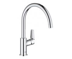 GROHE BauEdge – Miscelatore da cucina monocomando (installazione monoblocco, bocca alta, area di rotazione 360˚, cartuccia in ceramica da 28 mm), dimensioni 332 mm, cromato, 31367001