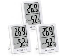 Sonomo Igrometro Termometro 3 Pezzi Termometro Ambiente Interno Igrometro Digitale Misuratore Umidità Ambiente Soggiorno, Camera Dei Bambini, Ufficio（Bianco)
