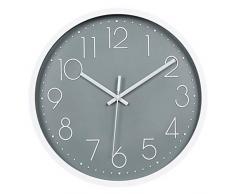 Topkey Orologio da Parete 12 Inch Silenzioso Senza Ticchettio Orologio da Parete per Soggiorno, Camera da Letto, Cucina - Grigio