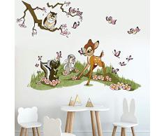 Runtoo Adesivi Murali Animali Foresta Adesivi da Parete Bambi Decorazioni Muro Bambini Cameretta Neonato