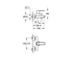 Grohe 32887000 Miscelatore Monocomando Esterno per Vasca/Doccia, Cromo