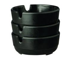 Aps 576 Set di 3 posacenere in melamina nera, Ø 8 x 3 cm